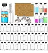 (40 Pack) 2 oz Small Glass Bottles with Airtight Lids, 60 ml Empty Clear Sample Boston Bottle/Via...