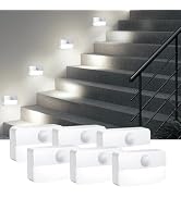 AMIR 6 Pack Mini Motion Sensor Stair Light for Indoor, Battery-Powered LED Night Light, 40 Lumen ...