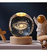 JANARARY 3D Galaxy Crystal Ball Night Light for Gifts with Colorful LED Light Base, Color Changin...