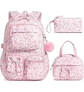 Fimibuke 3PCS Corduroy Backpack for School Girls with Lunch Box Pencil Case | Lightweight Teen Gi...