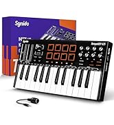 Synido USB C MIDI Keyboard Controller 25 Keys with 8 Backlit Drum Pads, OLED Screen, Compact Mini...