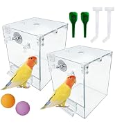 kathson 2Pcs Bird Bath Box for Cage Hanging Parakeet Bathtub Cube No-Leakage Parrot Bathing Tub B...