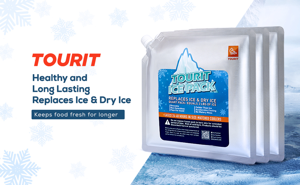 TOURIT Cooler Shock Reusable Ice Packs for Coolers