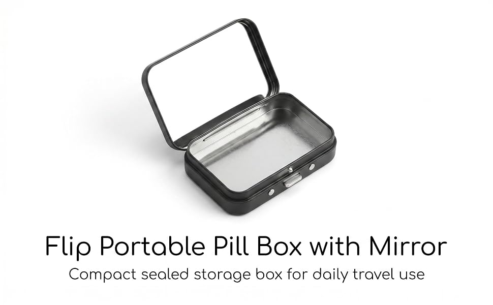 Flip Portable Pill Box with Built-in Mirror