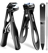 Toenail Clippers for Thick Nails for Seniors, Angled Head Large Nail Clippers with Catcher Heavy ...