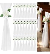 Nlicrst 24 Set Wedding Aisle Chair Decorations – Pew Decorations for Weddings with Chiffon Sashes...