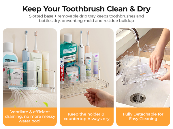 8 Slots Toothbrush Holders for Bathrooms