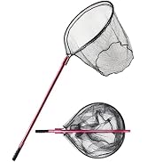 Beoccudo Fishing Net Large Fishing Net with Handle Landing Nets for Saltwater Telescopic Rubber F...