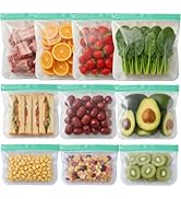 Anelueeoo 10 Pack Reusable Freezer Bags,Leakproof Reusable Food Storage Bags BPA Free Healthy Foo...