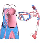 Aegend Snorkeling Gear for Kids Youth - Anti-Fog Diving Mask, Adjustable Fins & Dry Snorkel, Full...