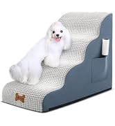 Dog Stairs for Small Dogs, Wide Pet Step with Removable Cover, No Assembly High Density Foam Cat ...