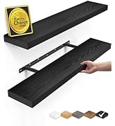 BAYKA Floating Shelves for Wall, Black Wall Shelves for Bathroom, Bedroom, Living Room, Kitchen &...