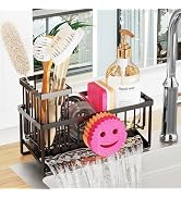 Sponge Holder for Kitchen Sink,Smiley Face Sink Caddy with Removable Brush Holder,Self-Draining S...