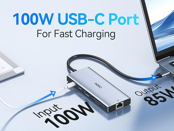 USB C Hub Multiport Adapter, Laptop Docking Station for Dell/HP Laptop, USBC Dock 4K HDMI,Ethernet