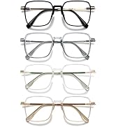 VEVESMUNDO Reading Glasses Blue Light Blocking Square Frame Large Square Frame Readers