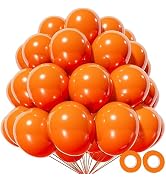 KAWKALSH 110pcs Orange Balloons, 12 inch Orange Latex Party Balloons with Ribbon Helium Quality f...