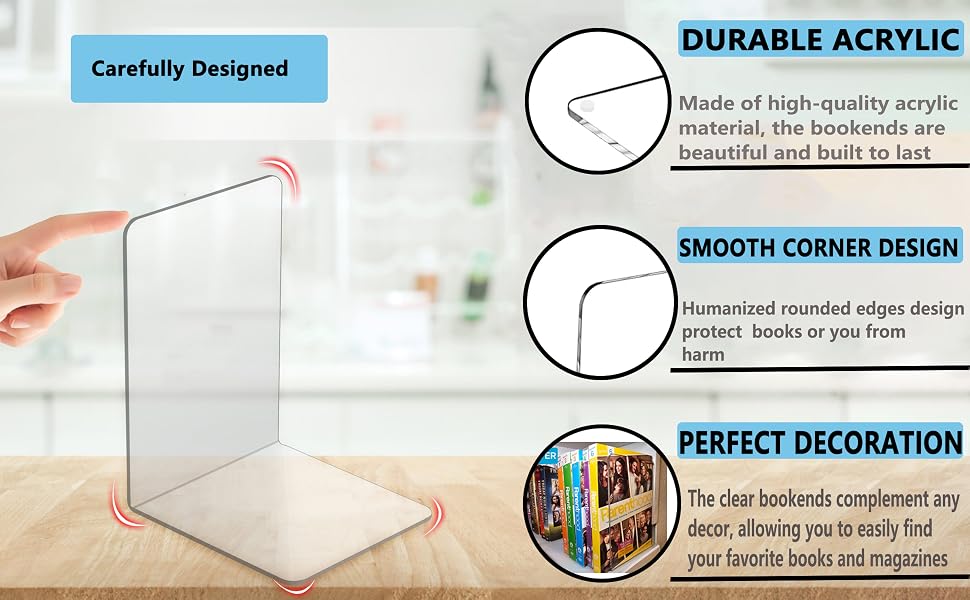 Carefully Designed Clear Book Ends