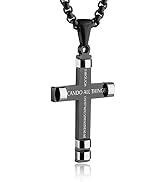 HZMAN Philippians 4:13 Cross Pendant STRENGTH Bible Verse Stainless Steel Necklace 3 Colors Avail...