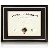 ELSKER&HOME 8.5 x 11 Diploma Frame with Mat,High Gloss Black Wood Color Frame,Made for 8.5x11 Inc...