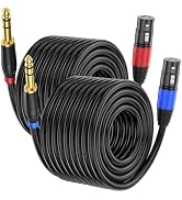 Jozzai 2 Pack XLR to 1/4 Inch (6.35mm) TRS Mono Jack Microphone Cable, 100FT, Balanced 3 Pin XLR ...