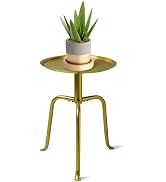 Uniqcovosa Plant Stand Indoor Outdoor, 11'' Round Gold Corner Single Plant Table, 3-Leg Small Met...