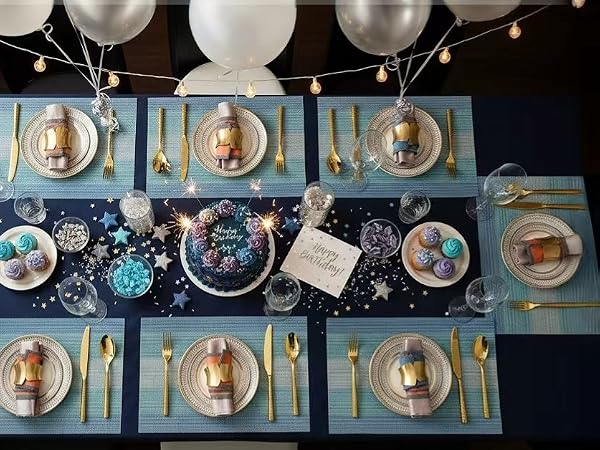 blue placemats