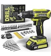 Cordless Drill, 20V MAX Power Drill Set with 2.0Ah Power Pack & Charger, 3/8 Inch Keyless Chuck, ...