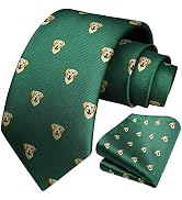 HISDERN Ties for Men Classic Animal Tie and Pocket Square Set Jacquard Woven Silk Neckties Handke...