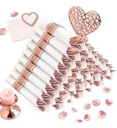 Joyido 50Guests Pre Rolled Rose Gold Plastic Silverware Sets - Heavy Duty Rose Gold Cutlery - Inc...