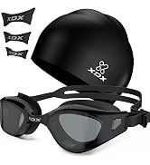 XDX Swim Goggles with Swim Cap Anti-Fog Pool Goggles with Detachable Lenses Swimming Goggles Cap ...