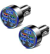 6 Ports Fast Car Charger with Voltage Monitor,Car Cigarette Lighter USB Charger (PD+QC3.0) Compat...
