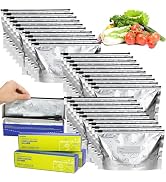 DTFMZOV 30 Pcs Reusable Aluminum Foil Sealable Storage Bags, 8.5 x 5.3 Inch Reusable Freezer Bags...