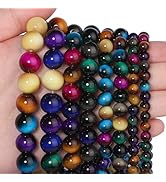 Song Xi 60PCS 6mm Mixed Color Tiger Eye Gemstone Beads for Jewelry Making, Round Smooth Glass Bea...