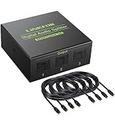 LiNKFOR 3 Port Toslink Splitter with 4pcs 6ft Optical Cable Digital Optical Audio Splitter Alumin...