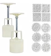 Accfore 2 Pack Mooncake Mold Press with 10 Stamps,Round Flower and Square Flower Decoration Tools...