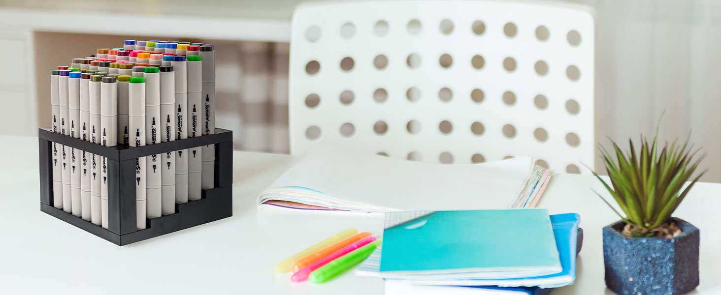 60-slot marker organizer keeps art supplies neat and accessible on any office or art desk