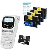 EazeID H1100 Portable Labeler with 5PK 12mm Laminated Tape Waterproof, Keyboard Labeling Machine,...