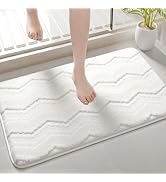 voofly Memory Foam Bathroom Rugs 32" x 20" Soft Absorbent Non Slip Bath Mat with Wavy Design Thic...
