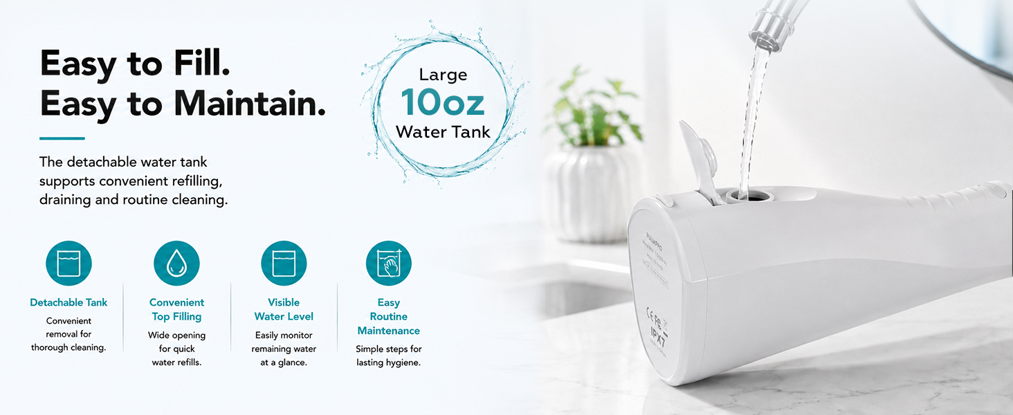 SimpliCare F5039 cordless water flosser with 8 tips for daily oral care