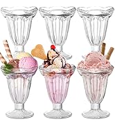 ZENFUN 6 Pack Glass Tulip Sundae Cups, 6.7 Ounce Clear Milkshakes Footed Ice Cream Cups Dessert B...