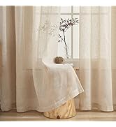 Demetex Semi Sheer Curtains 72 inches Long Natrual Linen Curtain Panels for Privacy,54x72 inches,...