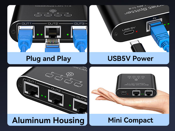 Ethernet Splitter 1 to 4