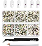 Beadsland 4300pcs Flatback Rhinestones,AB Crystal Rhinestones Nail Gems Round Crystal Rhinestones...