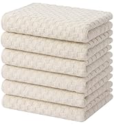 Homaxy 100% Cotton Terry Kitchen Towels(15" x 25", 6 Pack), Soft and Super Absorbent Dish Towels,...