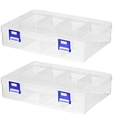 Kichvoe Plastic Organizer Box with Dividers: Clear Organizer Box Reusable Snack Box Containers wi...