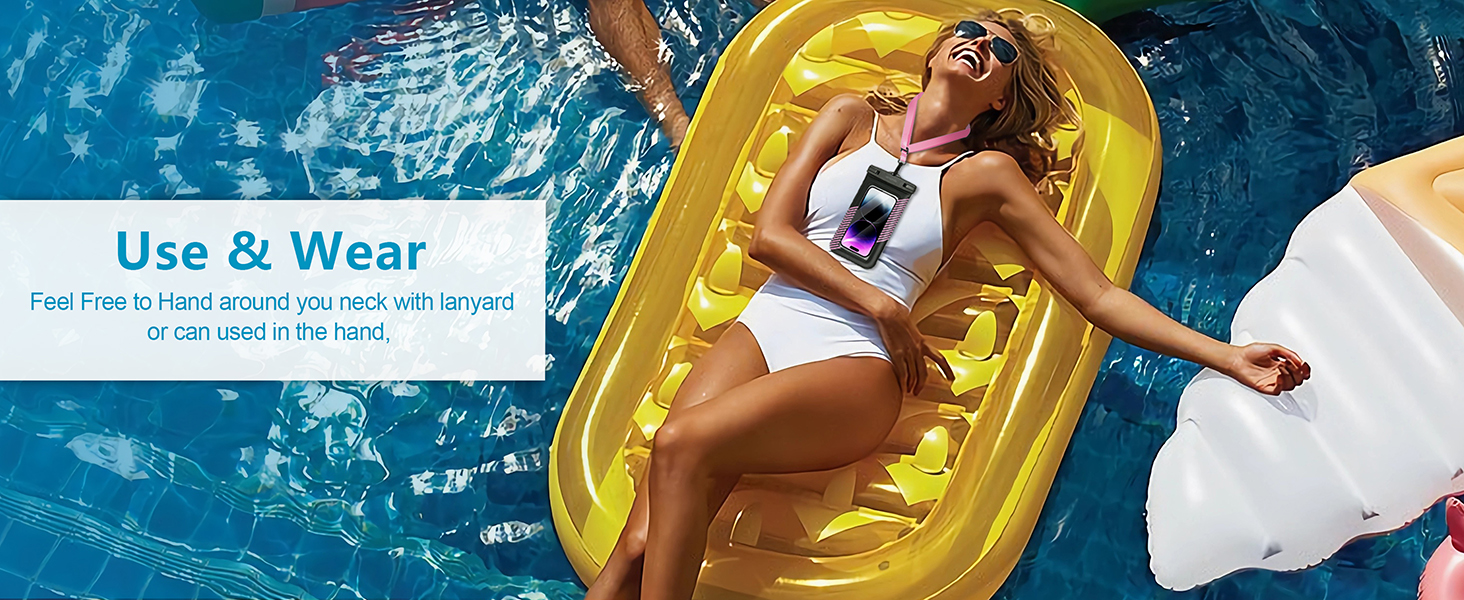 floating waterproof phone protector pouch iphone water case holder under water park pool Vacation