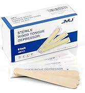 JMU Tongue Depressors Sterile 100 Count, 6" Tongue Depressors Wood Individually Wrapped for Medic...