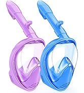 Ezire Kids Snorkel Mask Full Face, Snorkeling Gear for Kids 2-14 with Camera Mount, 180 Degree Pa...