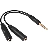 SiYear 6.35mm 1/4 inch Male Plug Stereo to 2 Dual 1/4 "TRS Female Jack Connector Audio Speaker Ca...
