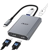 Acer 4-in-1 USB C Hub, Type C to Dual HDMI Adapter 4K@60Hz, HDMI Splitter for Dual Monitors with ...
